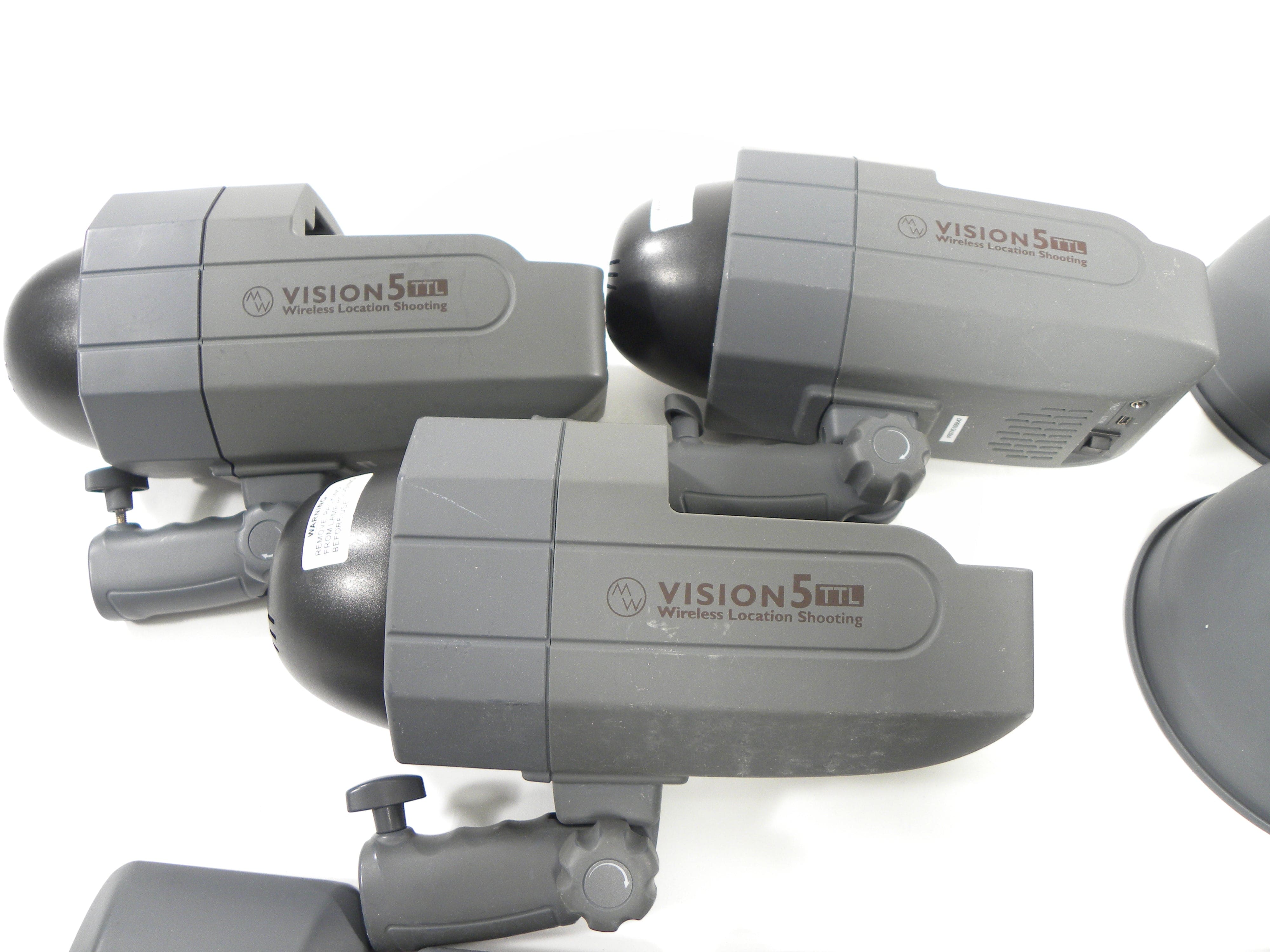 Neewer Vision 5 TTL Strobes x3 w/AC Adapters/ Strobe Reflectors/Transmitters