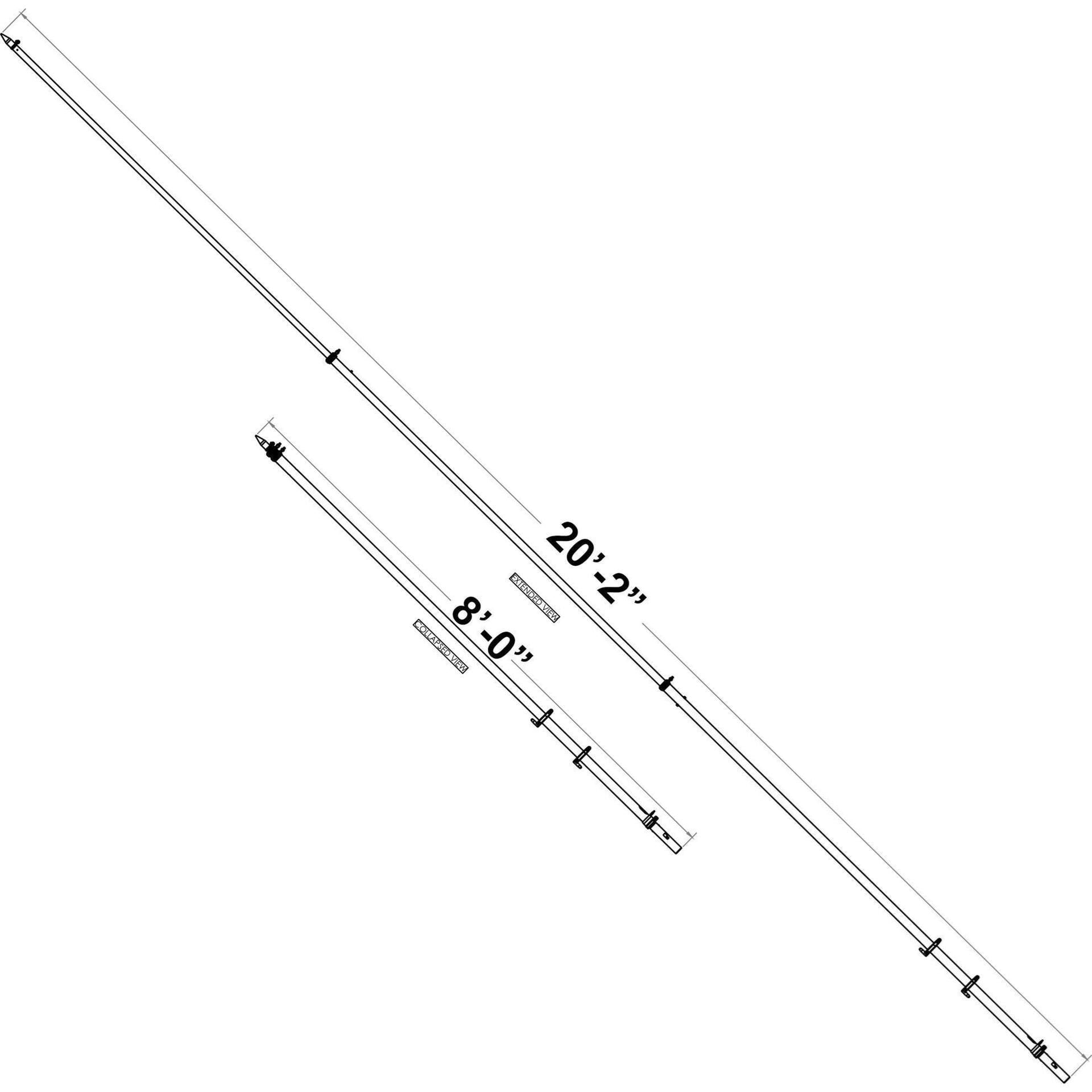 Taco Metals OT-4200CF Taco Carbon Fiber Tele-Outrigger Pole, 20', 1 pr.
