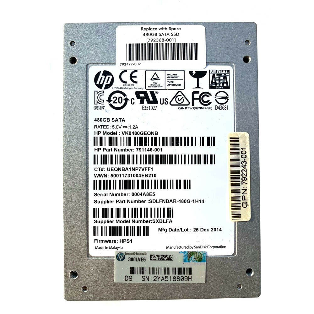 P47814-B21 HPE PM897 480GB SATA 6Gbps Mixed Use 2.5-Inch Solid State Drive for G8/G10 Server