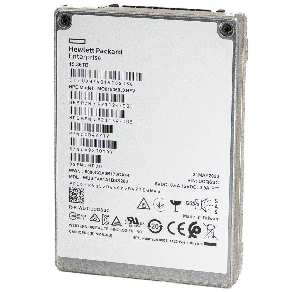 P49742-001 HPE 15.36TB SAS 12Gbps Read Intensive 2.5-Inch Solid State Drive with Smart Carrier for G10 Server