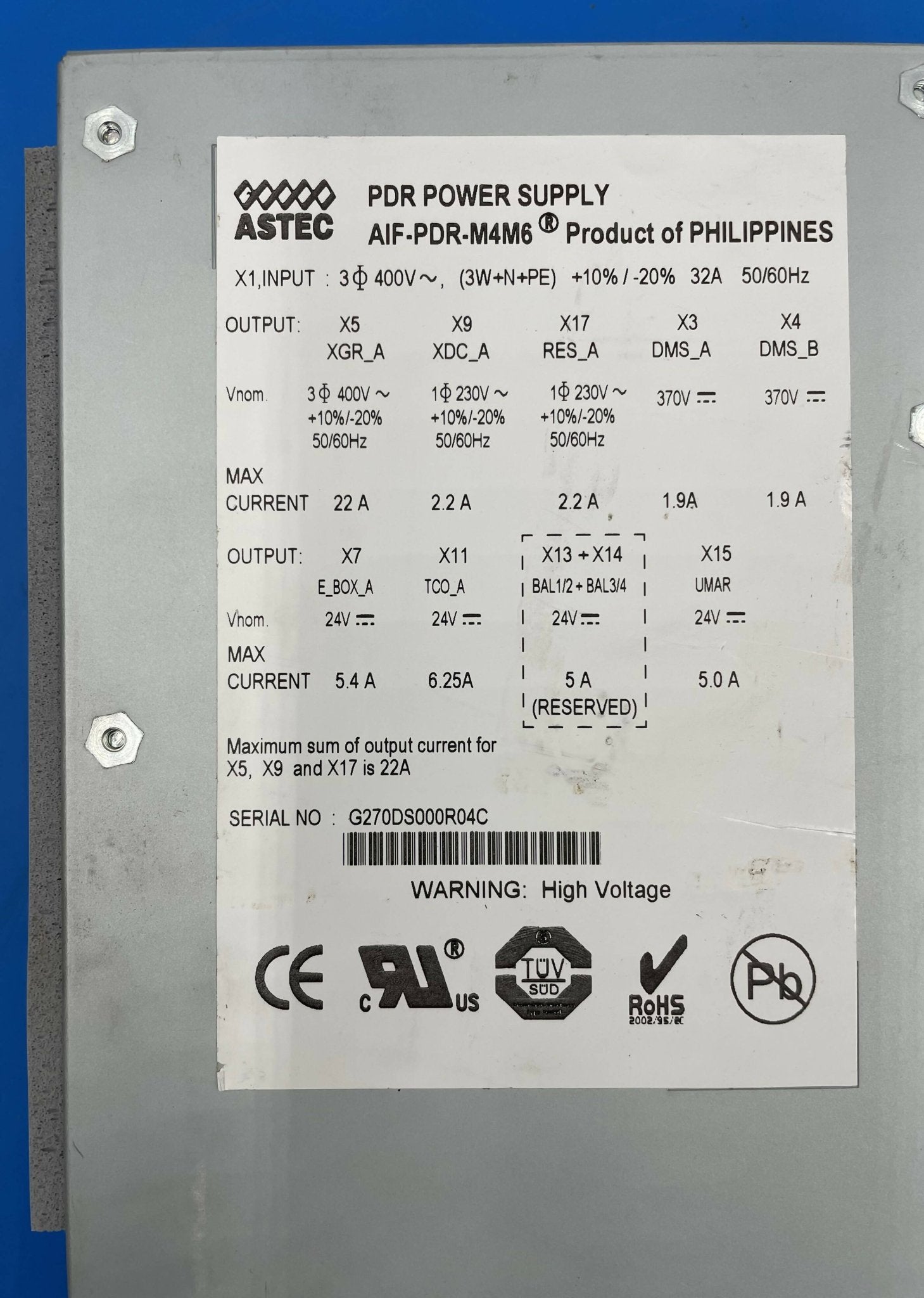 PDU P46 POWER SUPPLY (08098175/8098175 SIEMENS