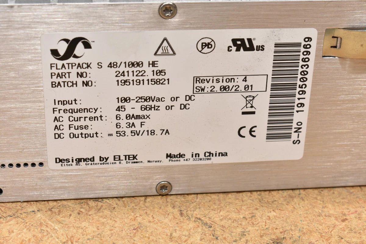 Eltek Flatpack S 48/1000 HE, Power Supply Module, 48V/1000Watt, 6.0A, 241122.105|156178458020