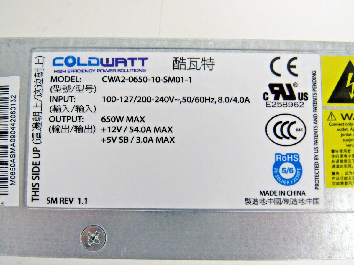 Supermicro PWS-651-1R Coldwatt CWA2-0650-10-SM01-1 650W Power Supply|285710588636