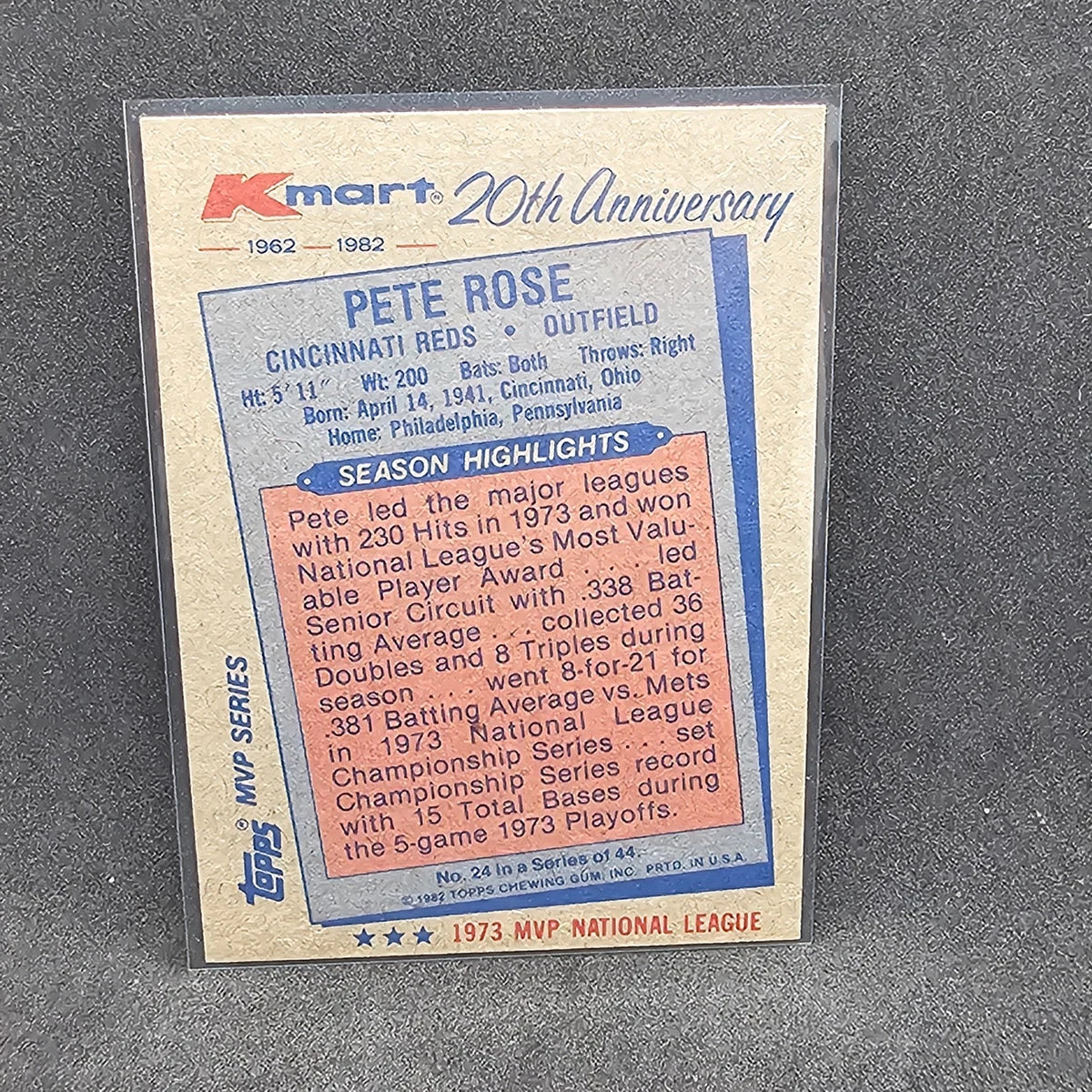 1982 Topps Kmart MVP Series - Pete Rose #24|306514637908