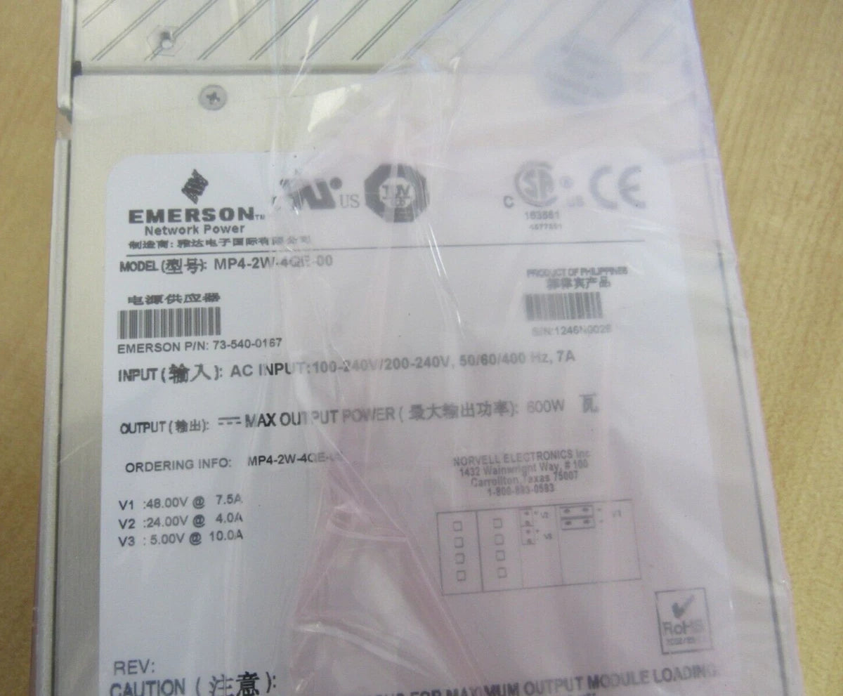 Emerson 73-540-0167 MP4-2W-4QE-00 MP42W4QE00 MVP Series 600W Power Supply