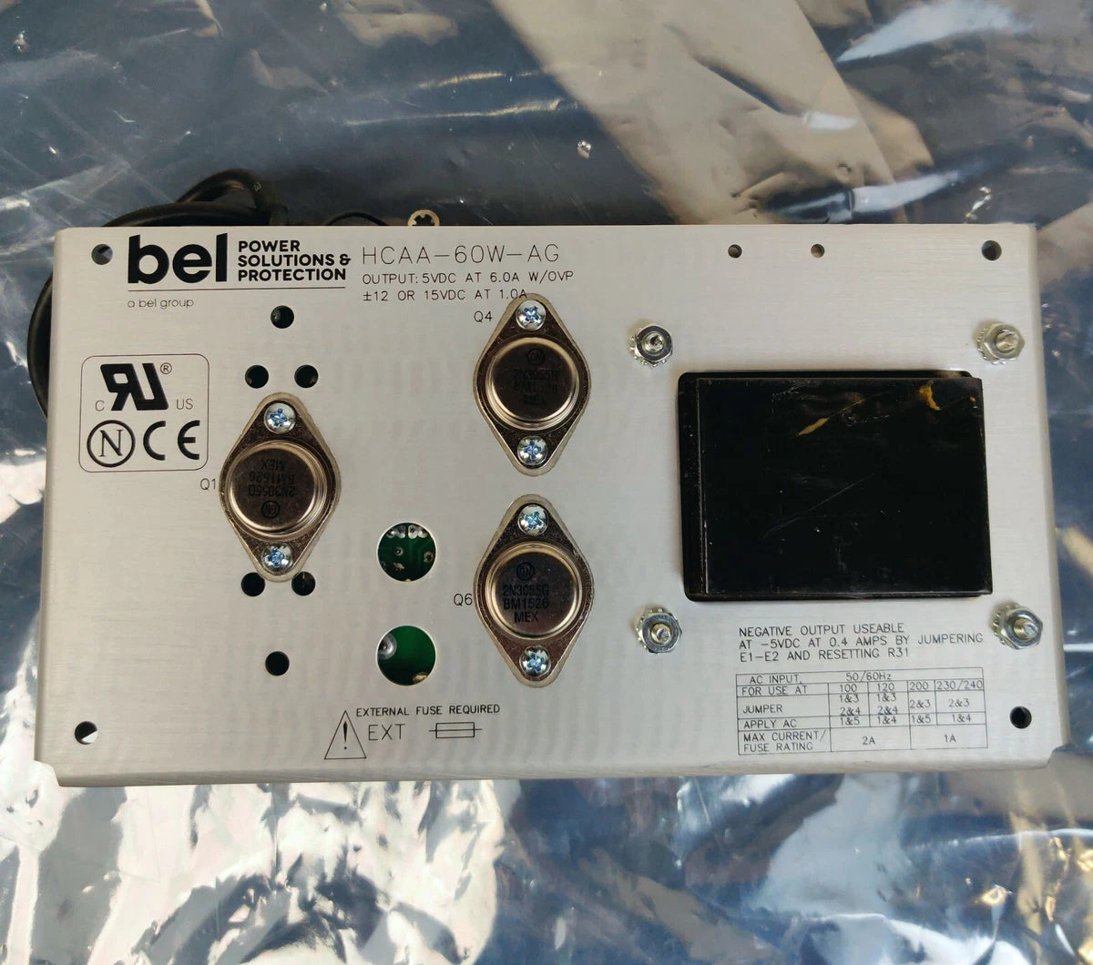 Power One HCAA-60W-AG Linear Power Supply 5V at 6A, 12 or 15V at 1A for MS