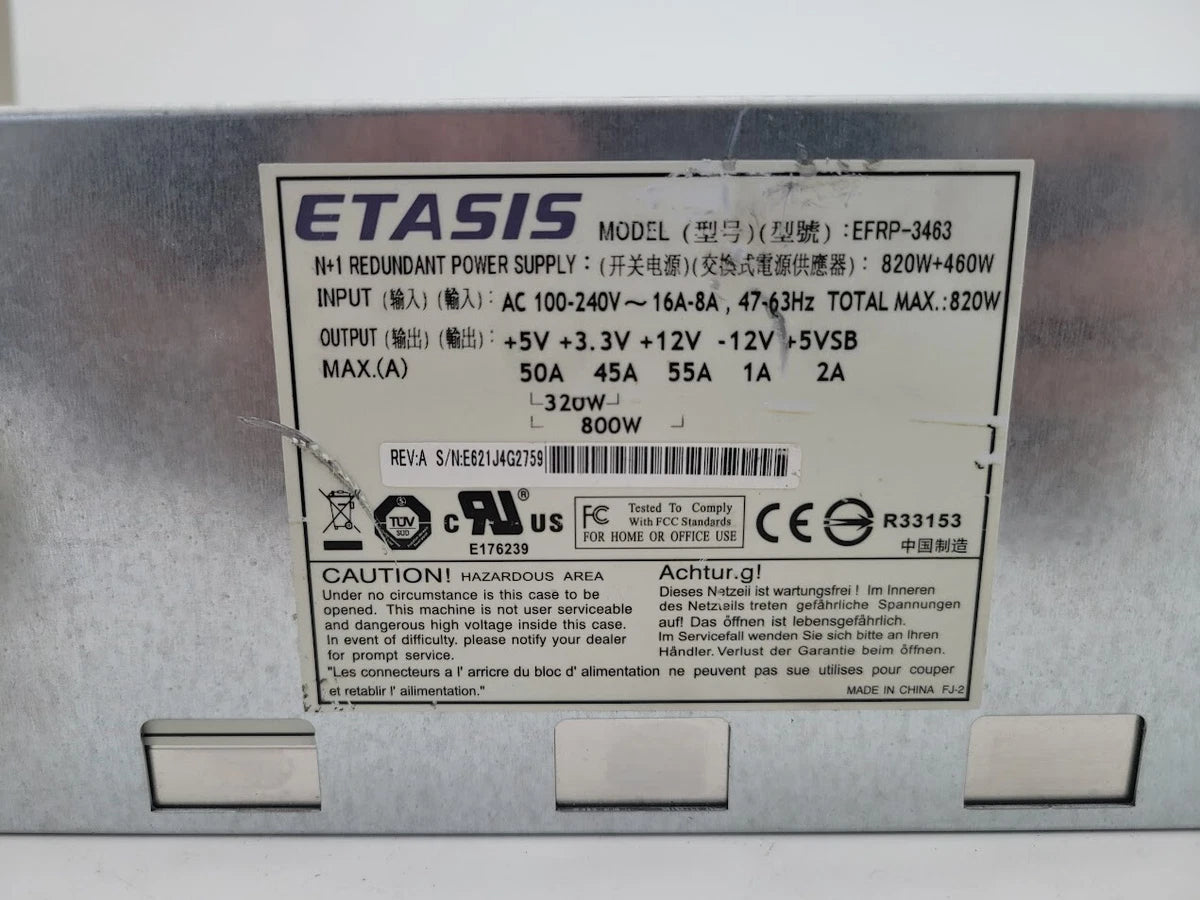 lot of 2 ETASIS EFRP-3463 SERVER - POWER SUPPLY 820W+460W, EFRP-3463, E+3XP