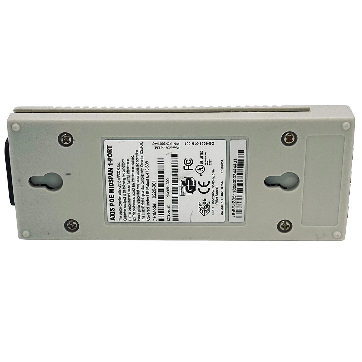 AXIS Communications PoE Midspan 1-Port 0226-001 PD-3001/AC - 48V 0.35A E018205A|306589842707