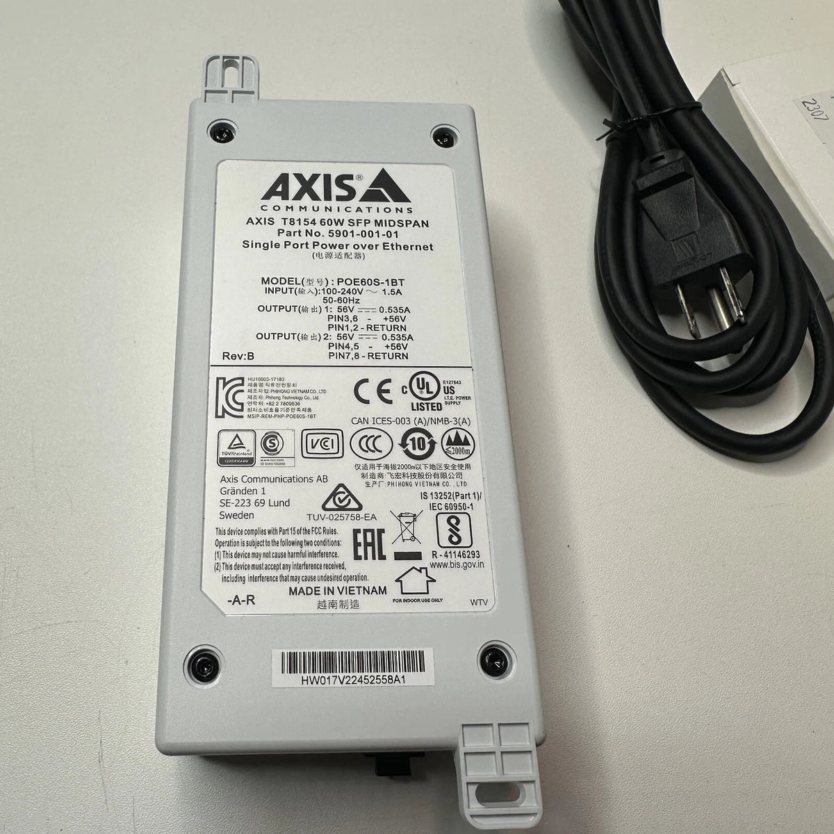 AXIS Communications T8154 Power over Ethernet POE Midspan ( 60W SFP )|176421969835