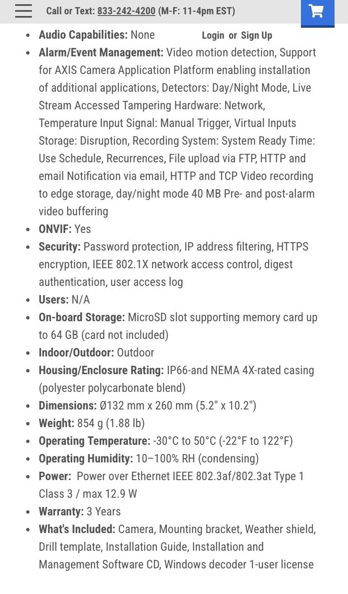 Axis P1428-E 4K Ultra HD Network Surveillance Camera 8.3 MP Day Night 0637-001|266216955625