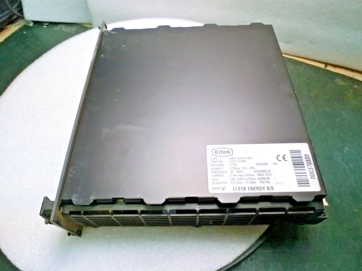 ELTEK SMPS 800 SI 48V Power Module,241113-840,230Vac 48Vdc,Used,Ger_,9046