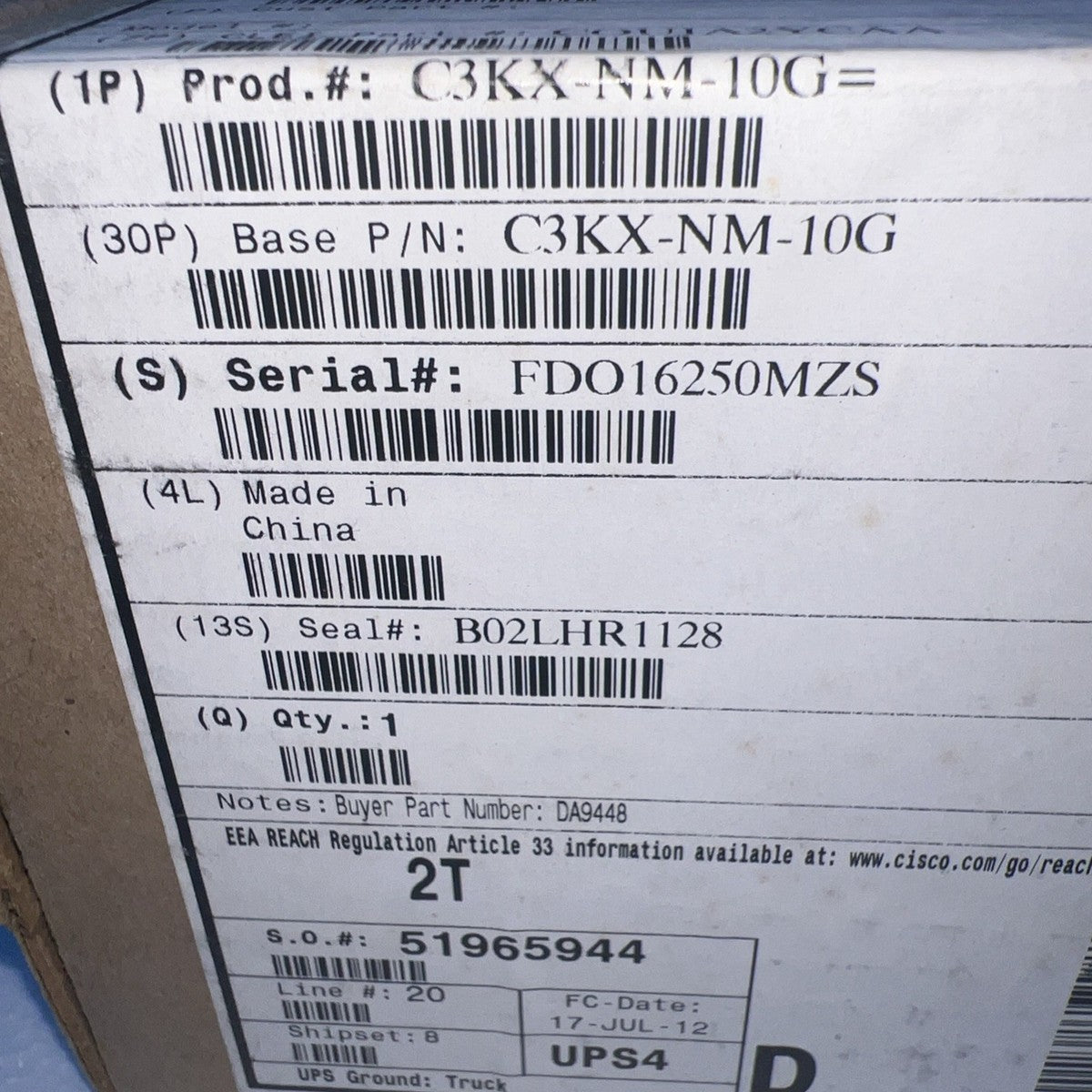 Cisco C3KX-NM-10G 3K-X Network Module for 3750-X 3560-X