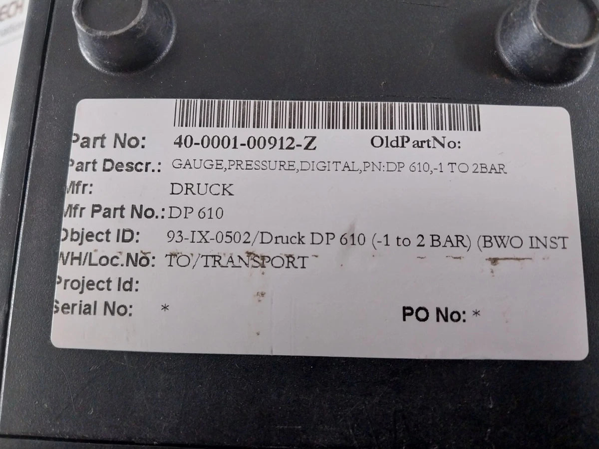 DRUCK DPI 610 Pressure Calibrator 10-15V 0.8W 40-0001-00912-Z (Not Working)|286892707001