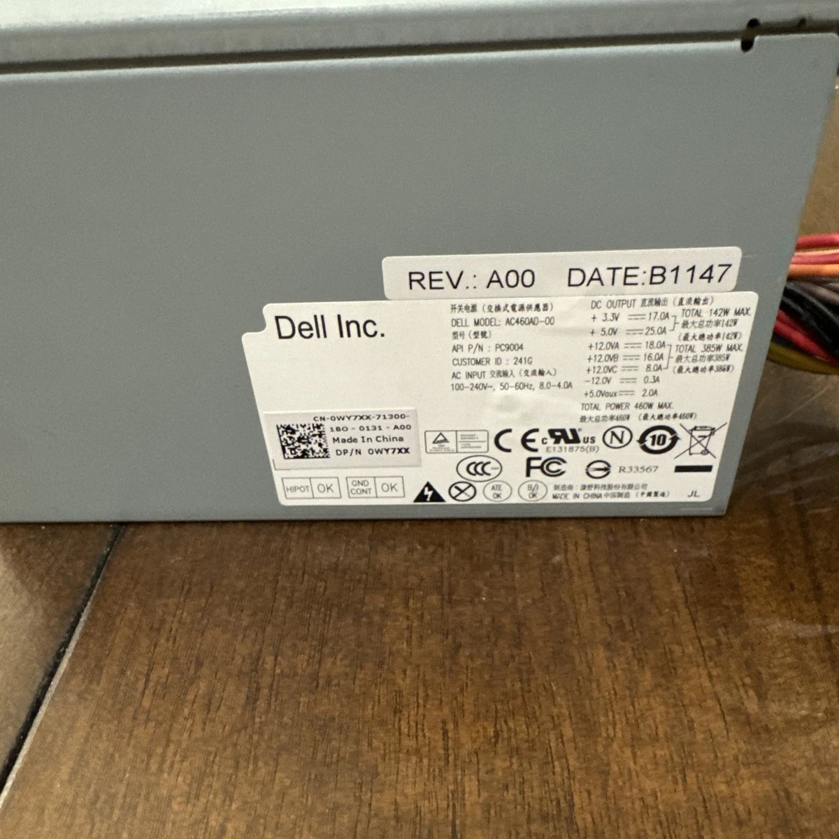 Dell XPS 8300 Desktop Power Supply PSU Model # AC460AD-00
