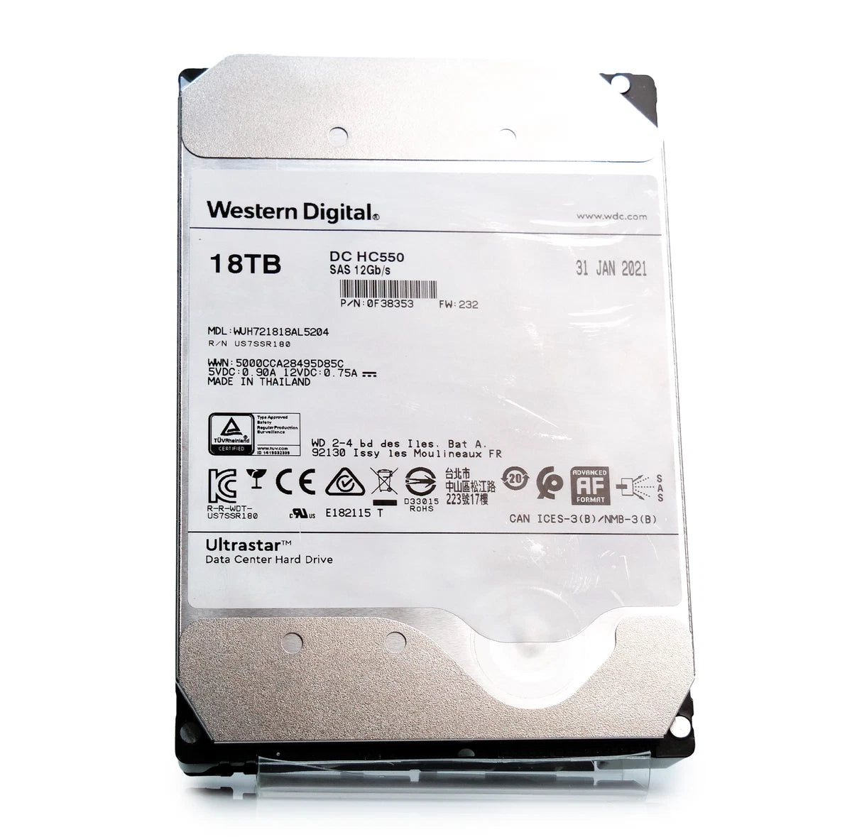 WD Ultrastar DC HC550 18TB SAS 12GB/s 3.5" HDD WUH721818AL5204 0F38353|297265730683
