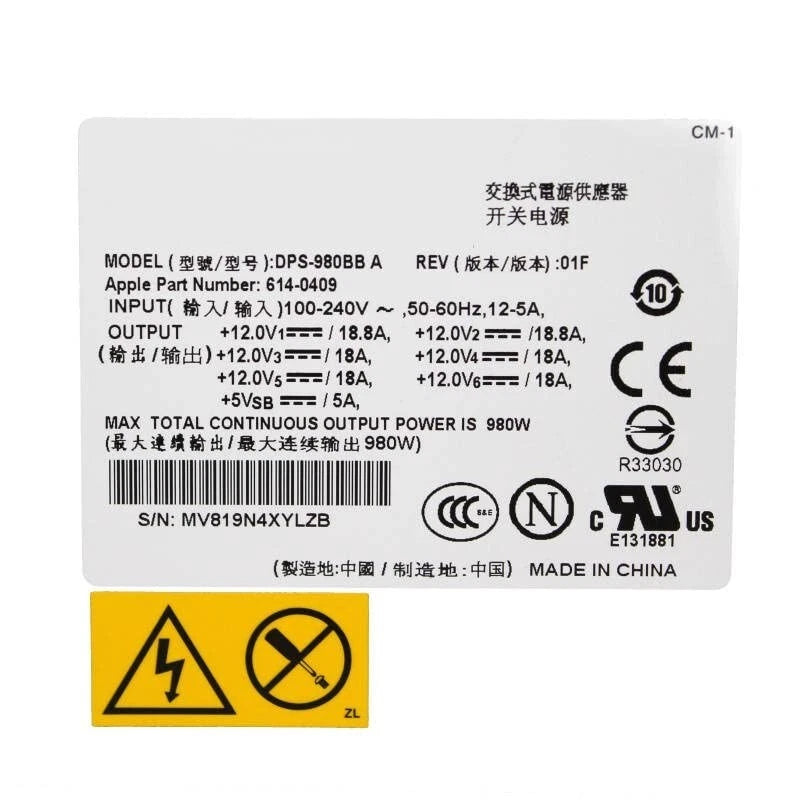 DPS-980BB-2 A 614-0454 661-5449 A1289 for Mac Pro 980W Apple Power Supply|166433122827