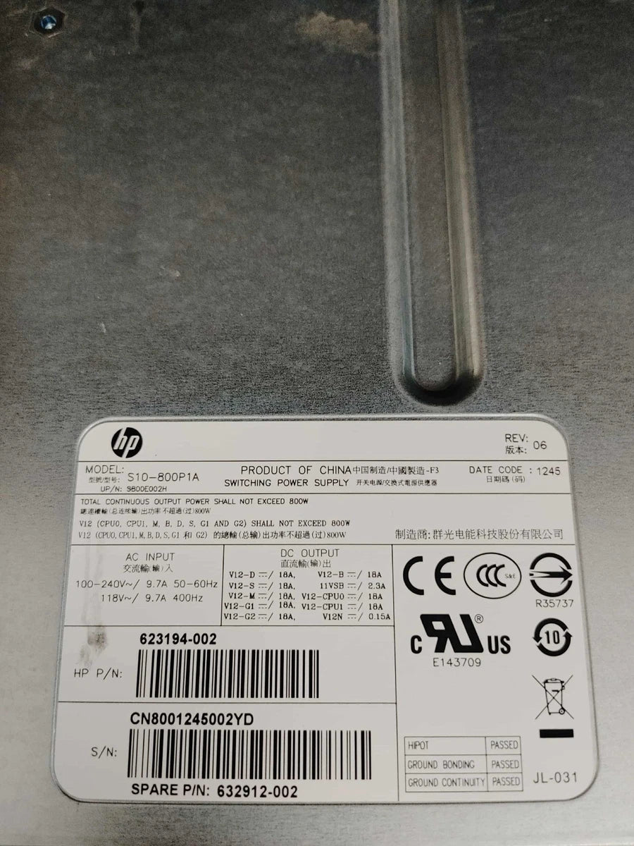 HP 623194-002 632912-002 S10-800P1A 800W Z620 Workstation Switching Power Supply|177474152866