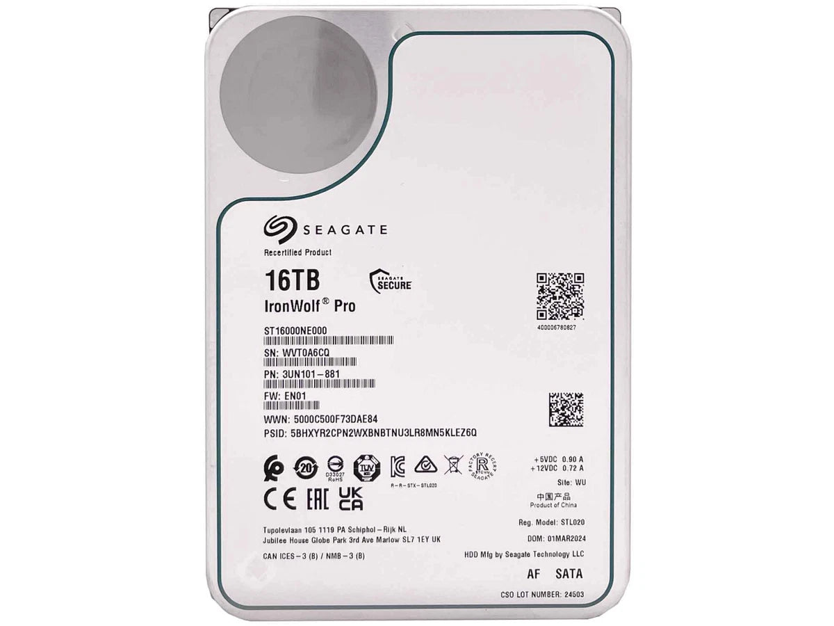 Seagate IronWolf Pro ST16000NE000 16TB 7200RPM SATA 6Gbps 3.5" NAS Hard Drive