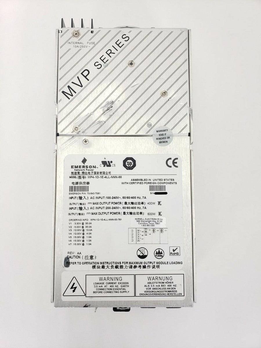 EMERSON Industrial MVP SERIES MP4-1D-1E-4LL-NNN-00 Power Supply MPN 73-540-7061