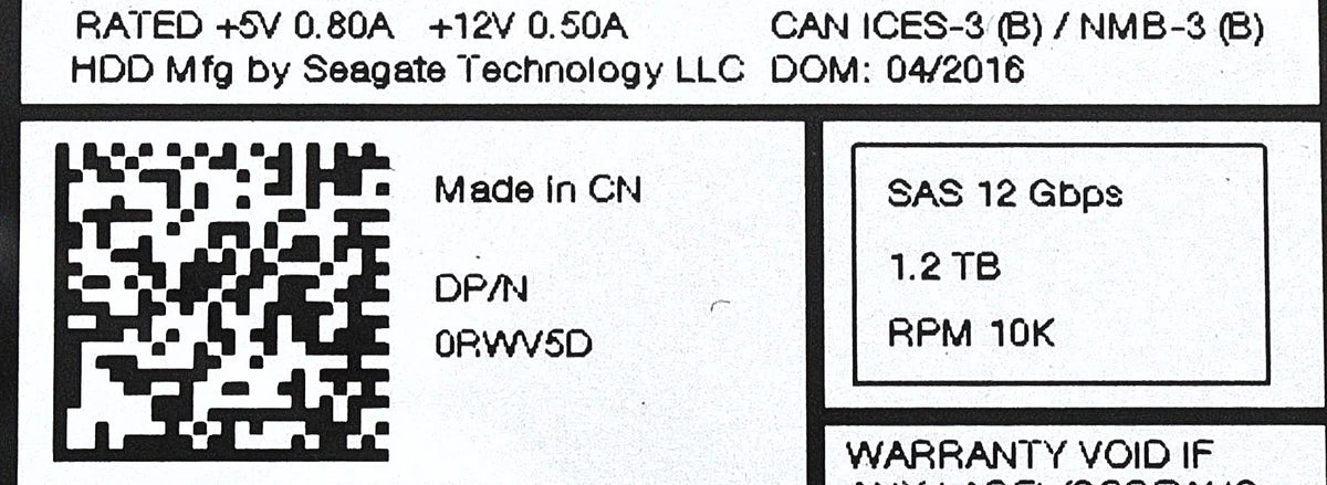 Dell RWV5D-CML 1.2TB 10K SAS 2.5 12G ST1200MM0088 / 1FF200-157 EP+|157380809215