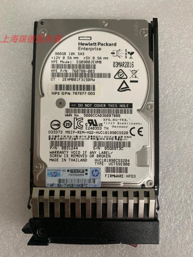 HPE J9F47A 787647-001 900GB SAS 10K 2.5in 12Gbps MSA SFF ENT HDD Hard Drive A|365818178966