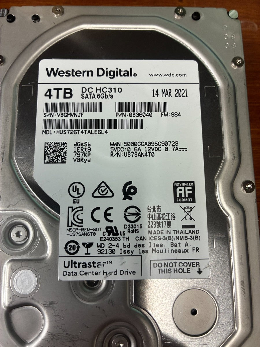 WD Ultrastar DC HC310 4TB 7.2K RPM SATA 6Gb/s 3.5" (Lot of 2)|236507705828