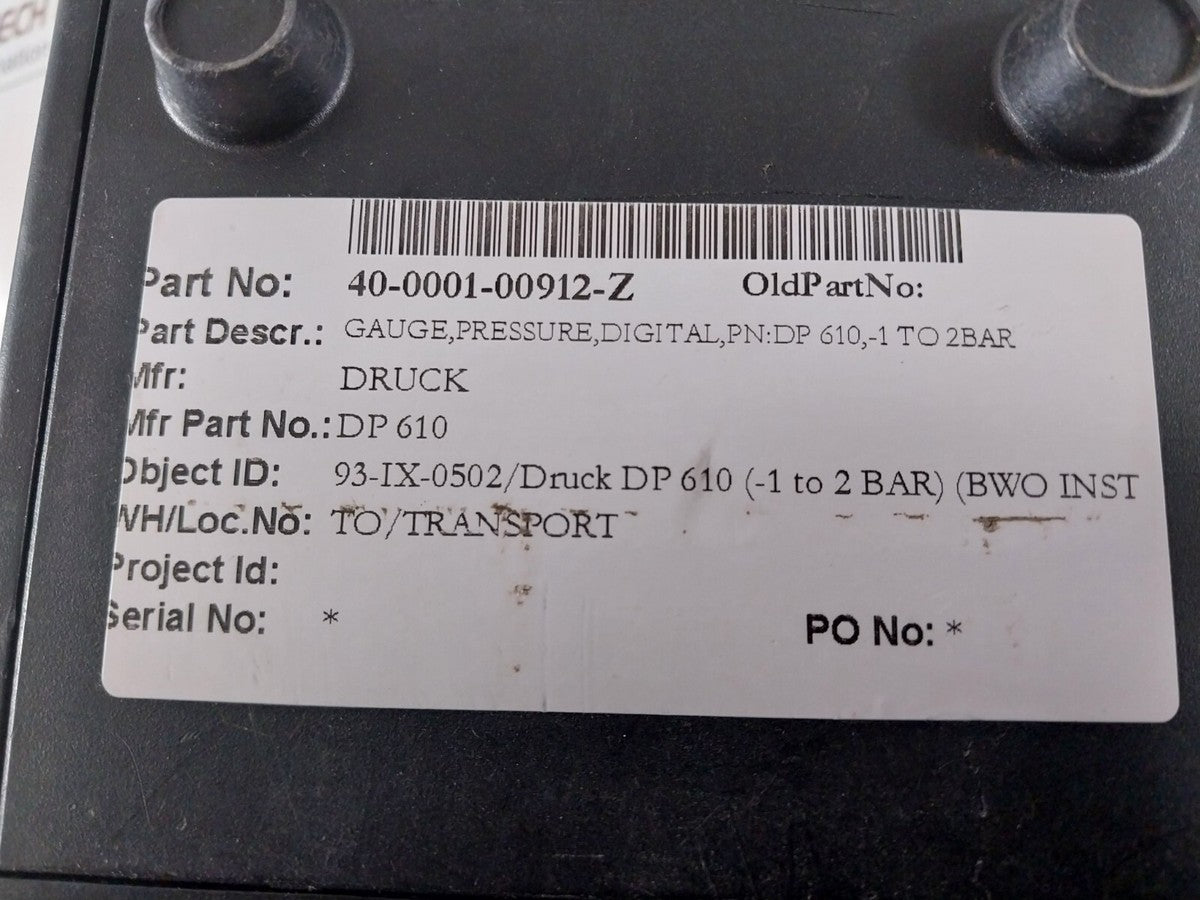 DRUCK DPI 610 Pressure Calibrator 10-15V 0.8W 40-0001-00912-Z (Not Working)|334535717054