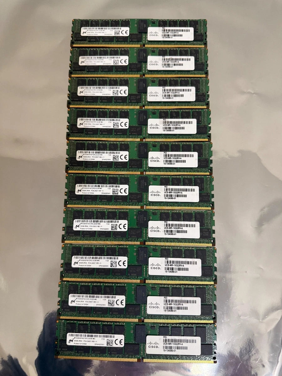 Lot 10x MICRON 32GB PC4-2400T-R REGISTERED ECC 2RX4 RDIMM MTA36ASF4G72PZ-2G3B1MG