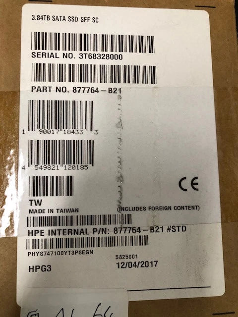 HP 3.84 TB 2.5" Internal Solid State Drive - SATA 877764-B21