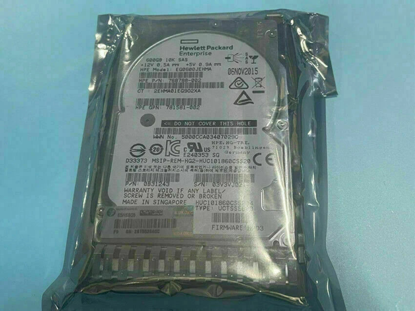 781516-B21 HP 600GB 12G SAS 10K SFF 2.5" SC HDD 781577-001|356652034394