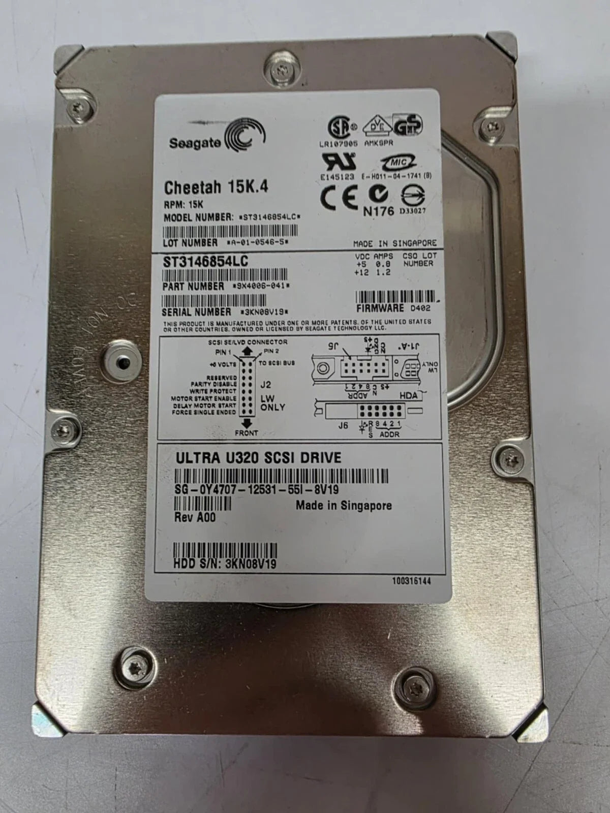 Seagate 147GB 15K.4 RPM 8MB Cache SCSI Ultra320 80pin 3.5" Hard Drive - ST3146854LC (Like New)