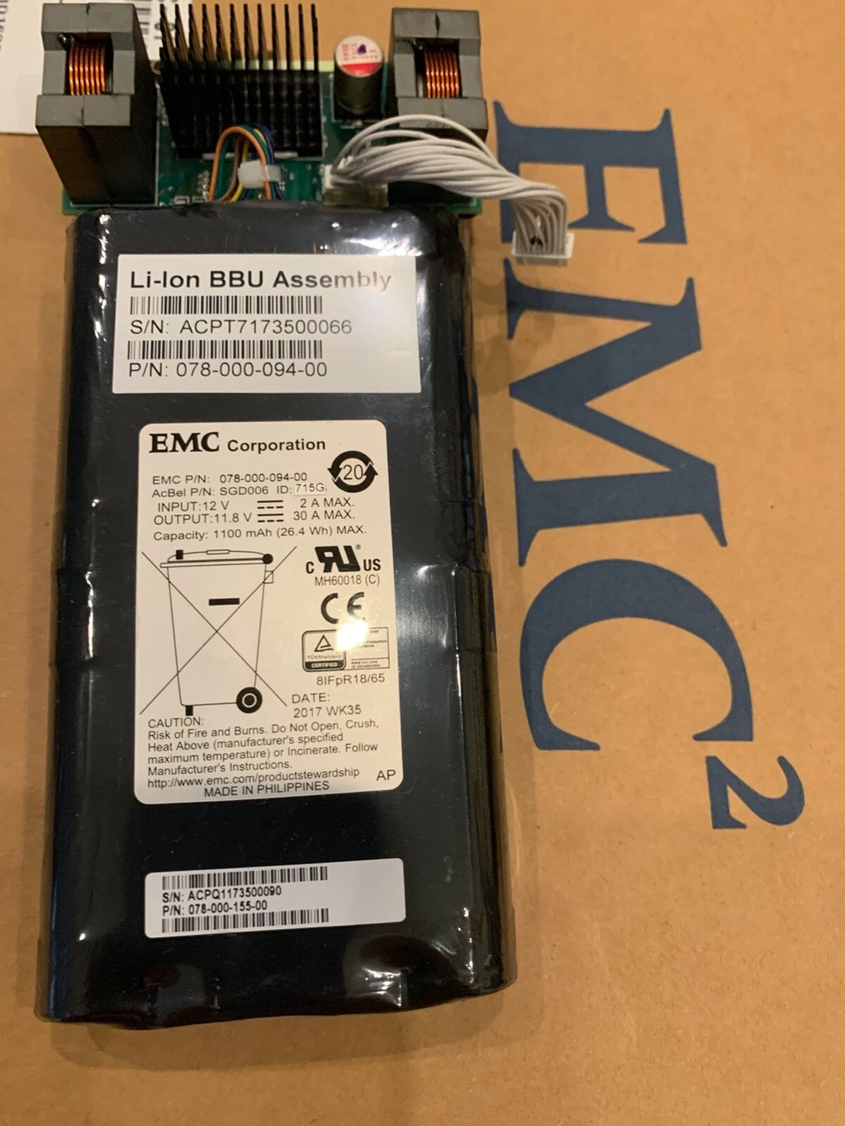 078-000-155-00 EMC Unity XT 380 480 680 BBU Battery 078-000-192-00