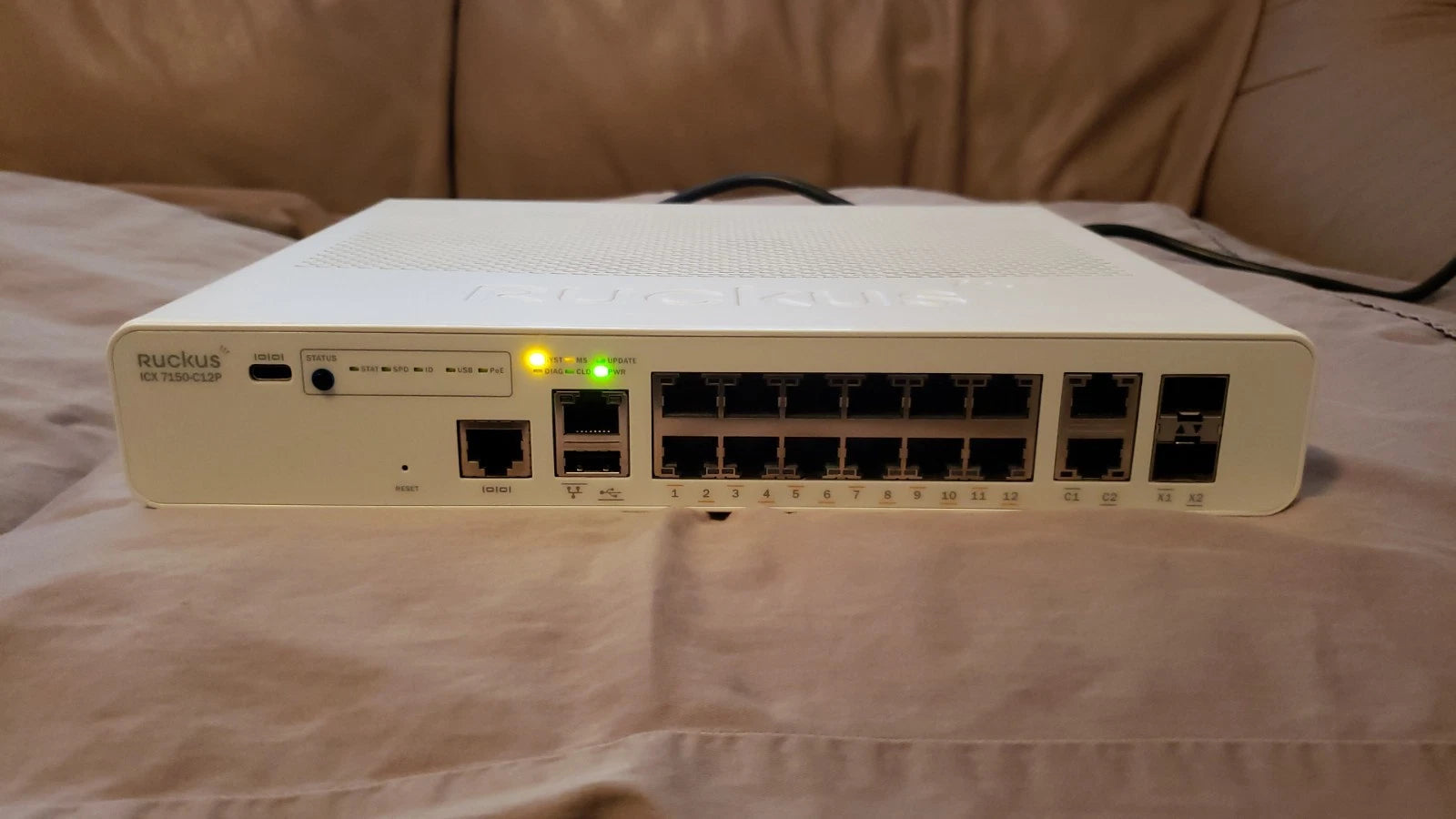 Ruckus ICX7150-C12P 12-Port PoE+ Gigabit Network Switch - very slightly used
