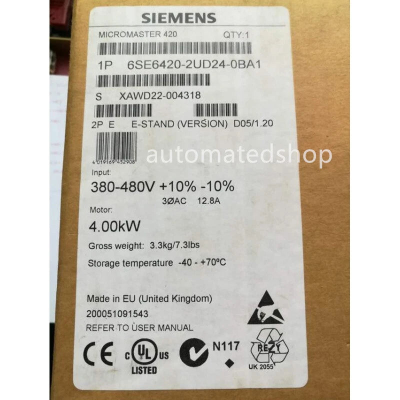 6SE6420-2UD24-0BA1 Siemens MICROMASTER 420 Inverter 4KW