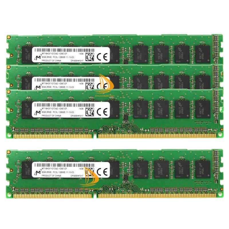 32GB Micron 4x 8 GB RAM 2RX8 12800E DDR3L-1600Mhz 240PIN ECC DIMM Desktop^Memory