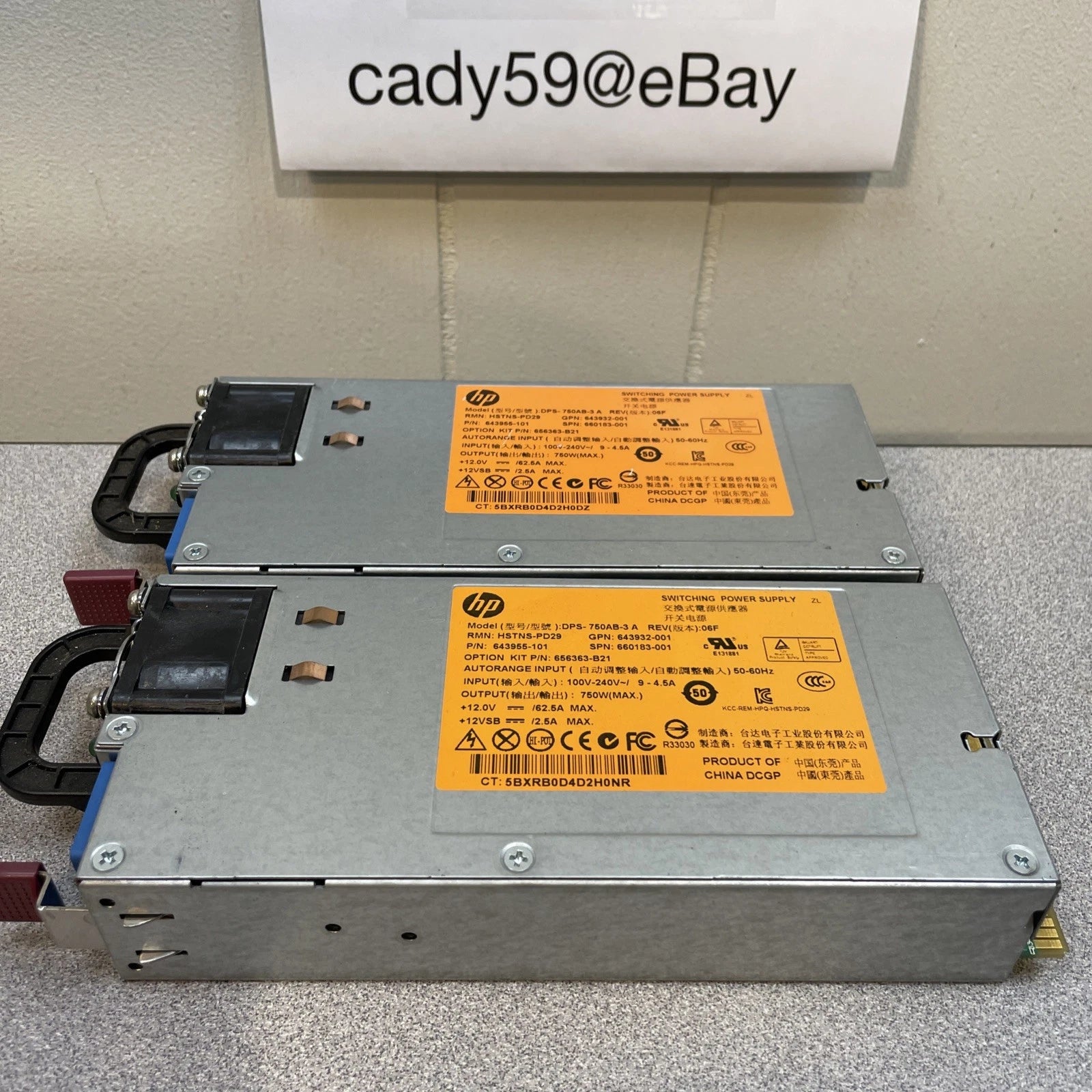 HP 643955-101 PSU DPS-750AB-3 643932-001 HSTNS-PD29 660183-001 LOT OF 2|336158485926
