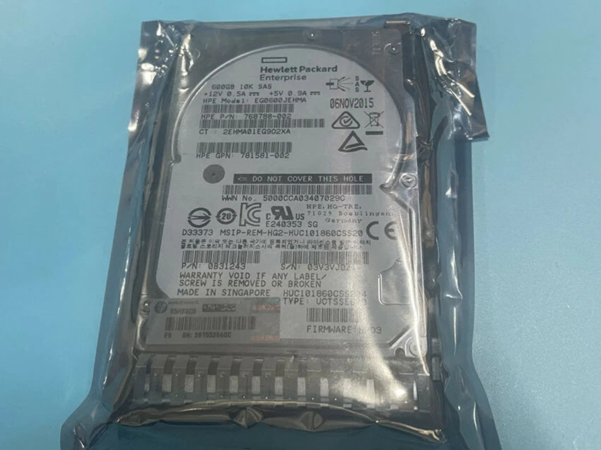 781516-B21 HP 600GB 12G SAS 10K SFF 2.5" SC HDD 781577-001|356652033814