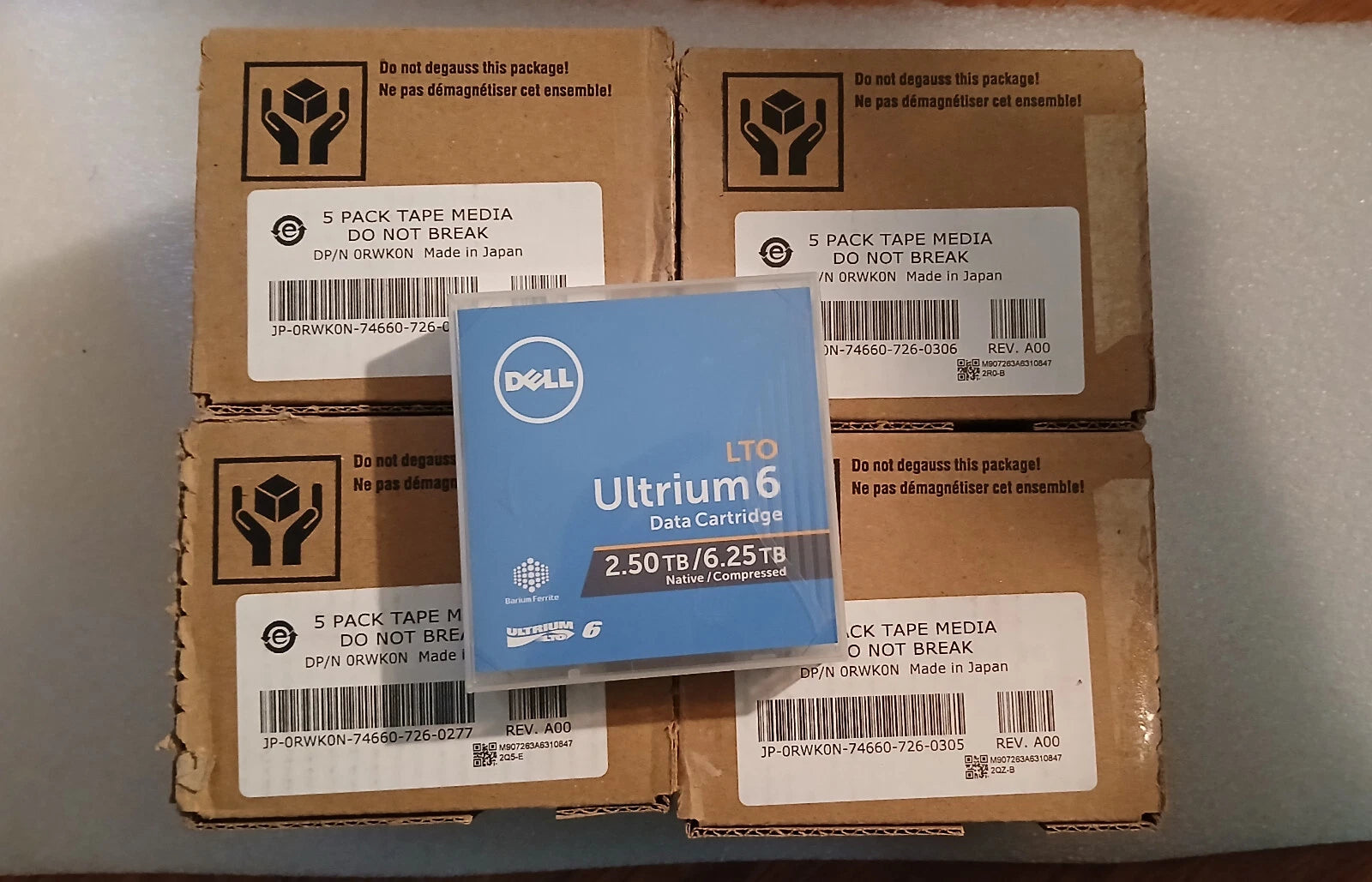 New Dell 3W22T LTO-6 Tape Media 2.5TB/6.25TB 03W22T 20 pack LTO6 0RWK0N
