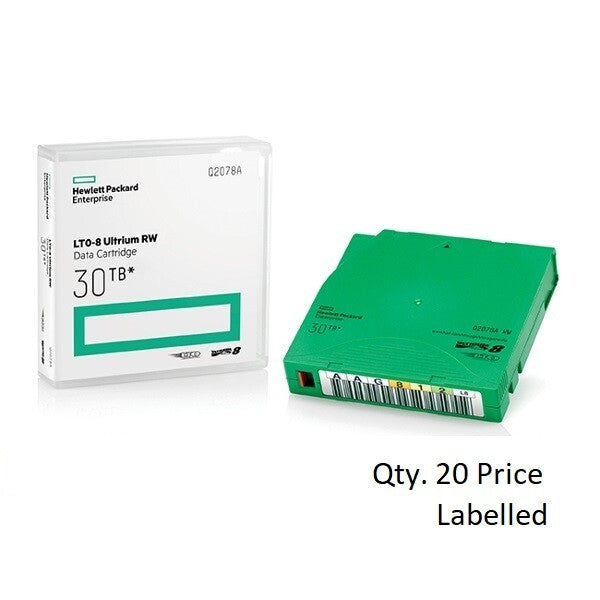 HPE LTO-8 Ultrium backup tape (Custom Labeled Pack of 20 Tapes Q2078AL