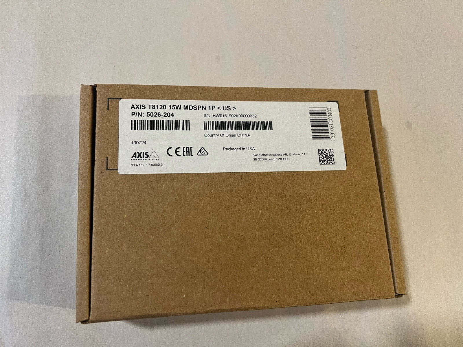 Axis T8120 1-Port 15W Midspan - White (5026-204)|135634527237