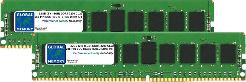 32GB (2x16GB DDR4 3200MHz PC4-25600 288-PIN ECC REGISTERED RDIMM SERVER RAM KIT