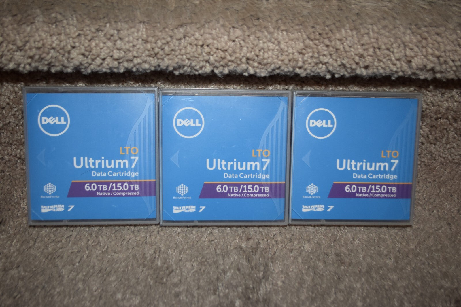 Lot of 3 DELL Ultrium 7 LTO Data Cartridge 6.0TB/15.0TB Native/Compressed|297140906543