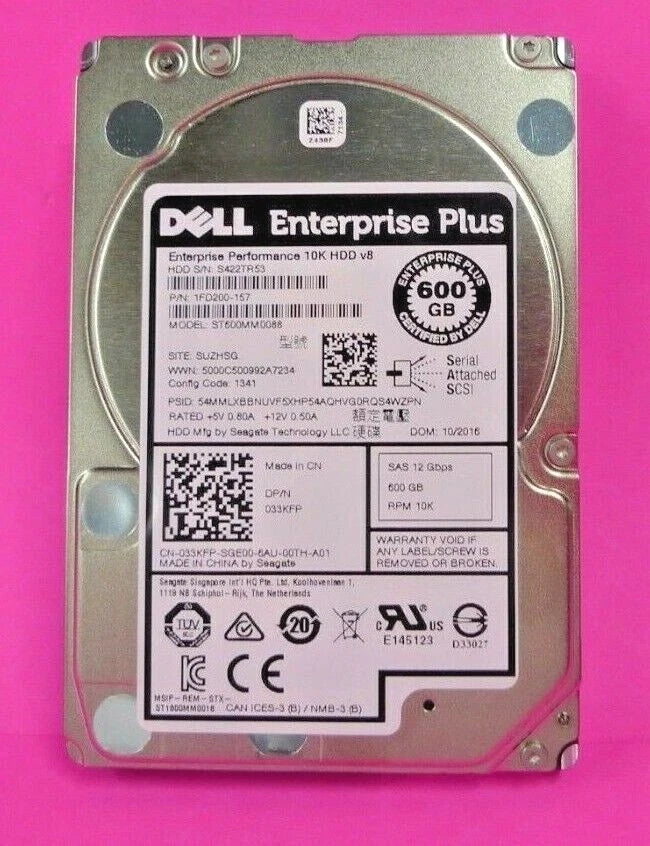 NEW Dell 600GB 2.5'' SAS 12G 10K Hard Drive ST600MM0088 1FD200-157 33KFP