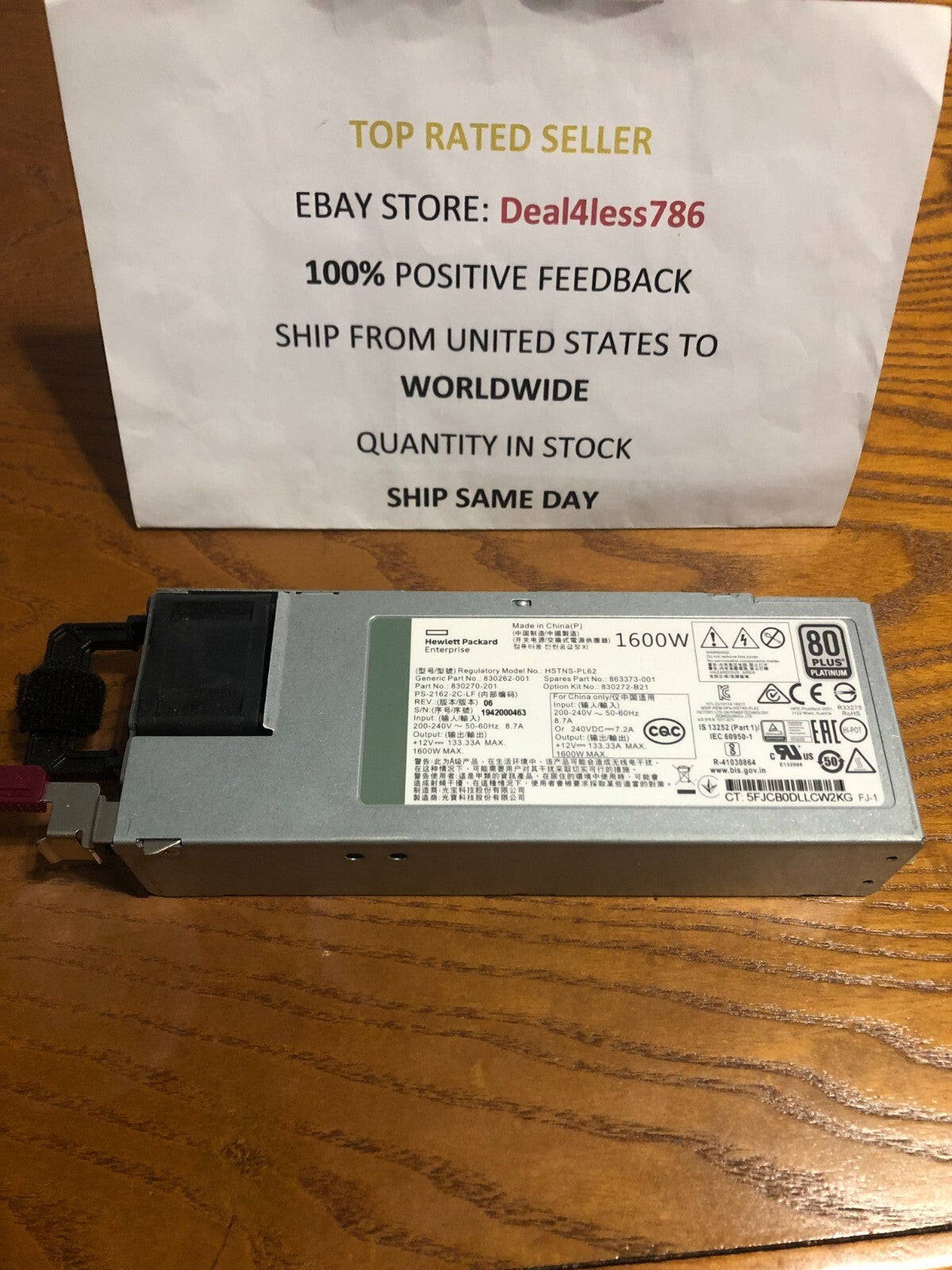 830272-B21/830262-001/863373-001/830270-301/830270-201/HSTNS-PR62- HP 1600W Flex|233885924637