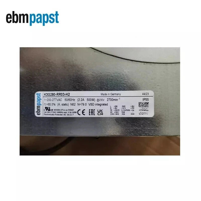 original Ebmpapst K3G280-RR03-H2 1~ 230VAC 500W 2.2A 2700RPM 2105m3/h