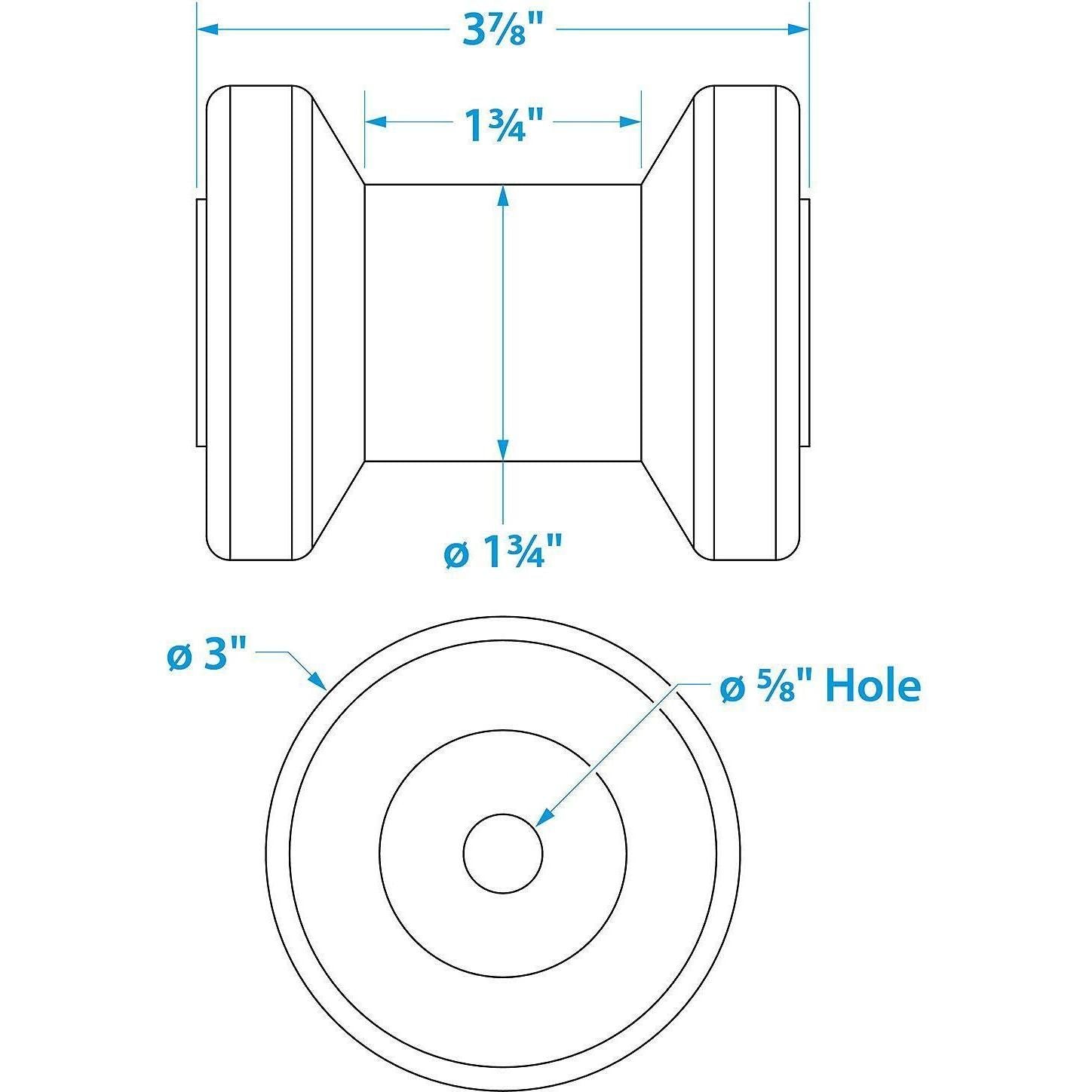 Seachoice 56490 Non-Marking TP Yellow Rubber Spool Roller