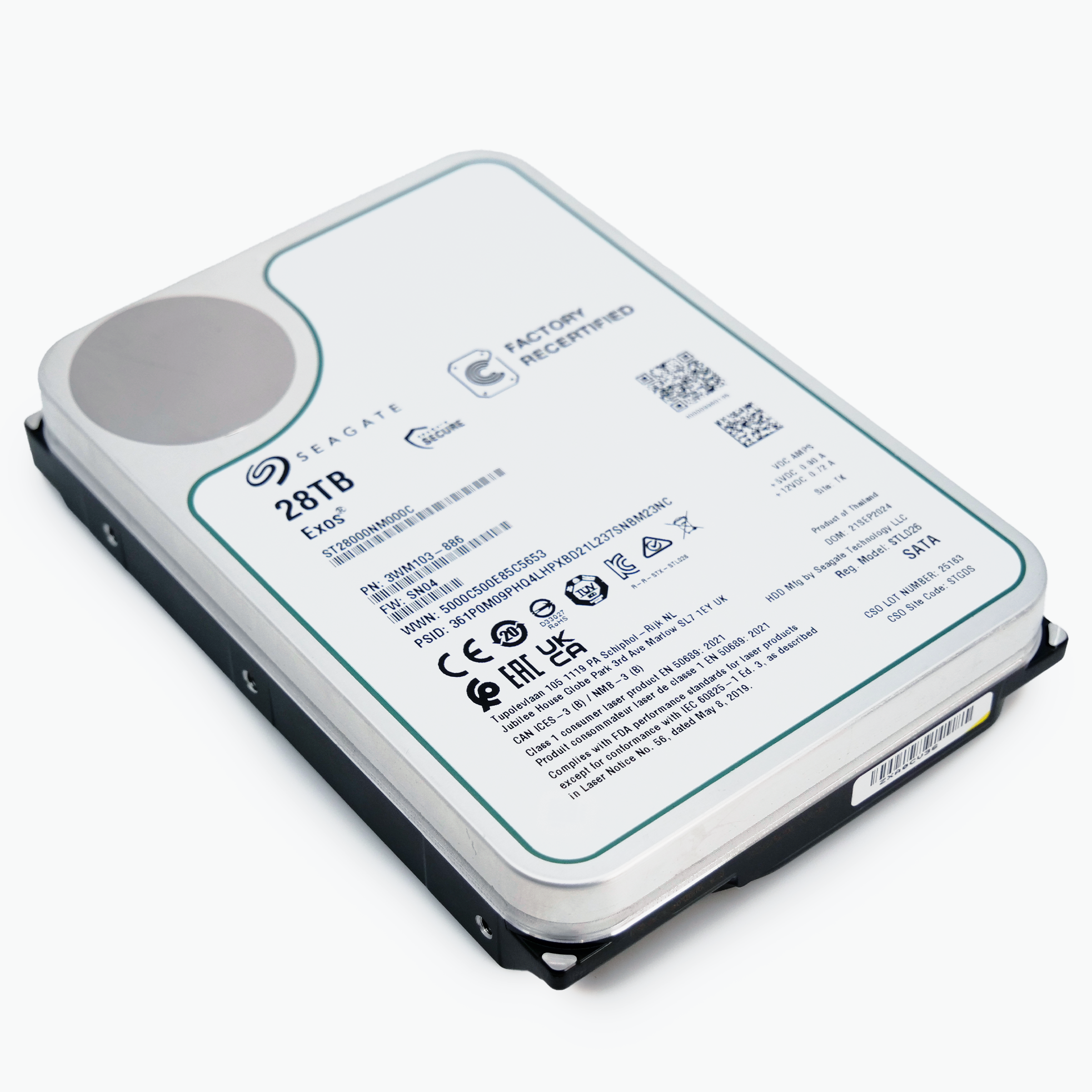 Seagate Exos ST28000NM000C 28TB 7.2K RPM SATA 6Gb/s 512e CMR 3.5in Refurbished HDD