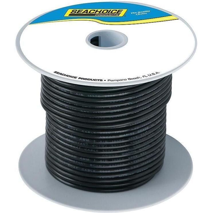 Seachoice 50-63083 Tinned Copper Marine Wire, 12 AWG, Black, 250'