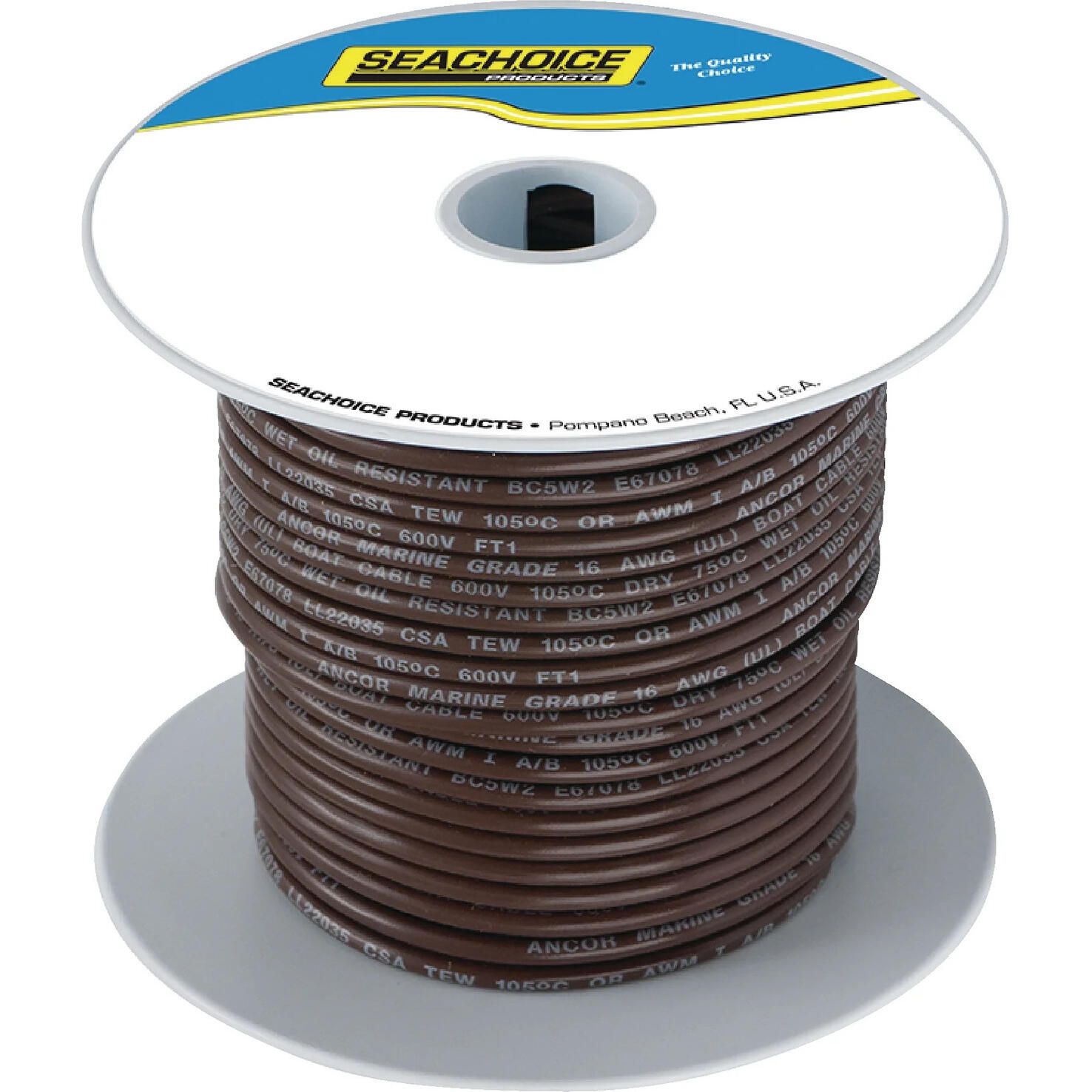 Seachoice 50-63073 Tinned Copper Marine Wire, 10 AWG, Brown, 100'