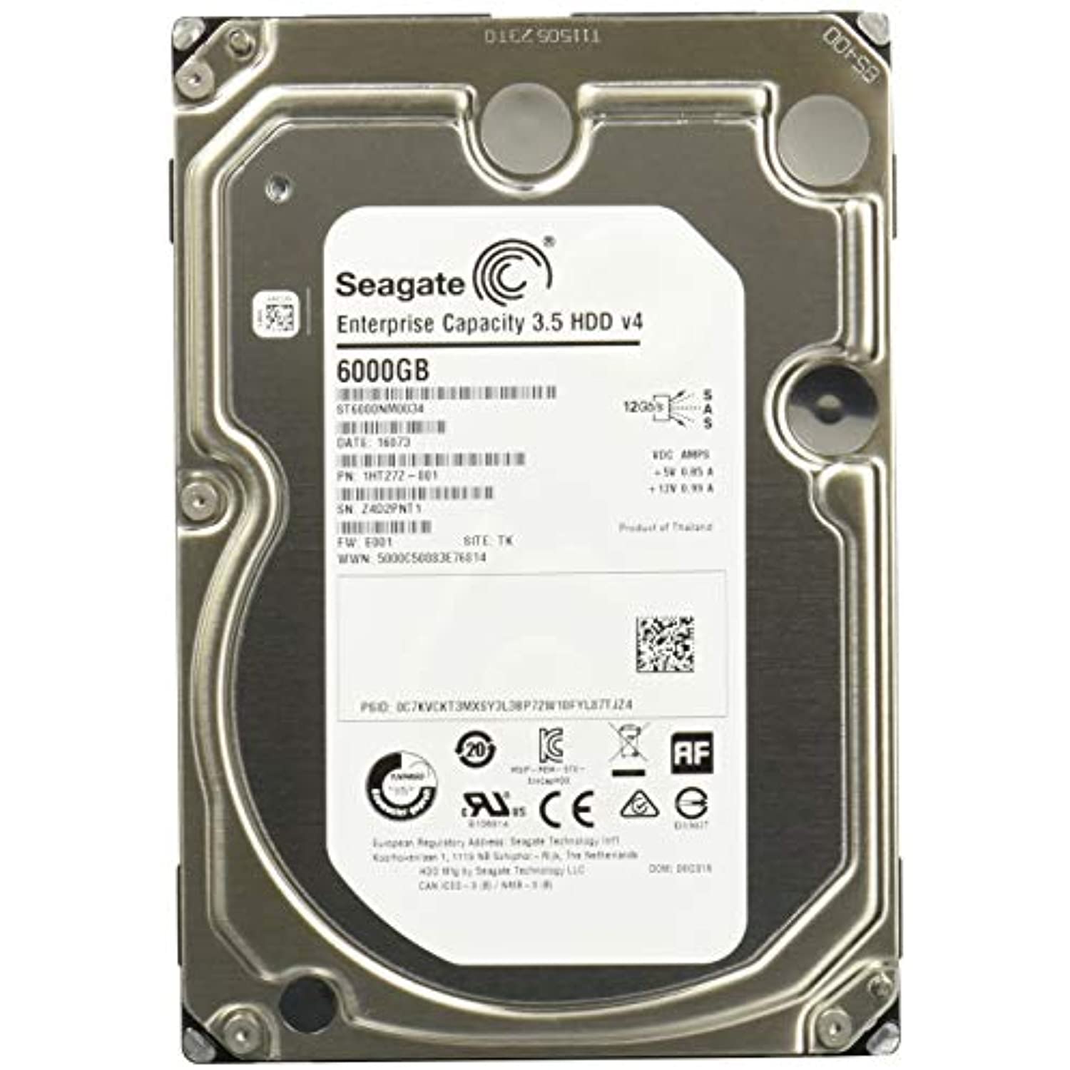 Seagate Enterprise Capacity 3.5 HDD 6TB 7200RPM 12Gb/s SAS 128 MB Cache Internal Bare Drive ST6000NM0034 - MFerraz Tecnologia
